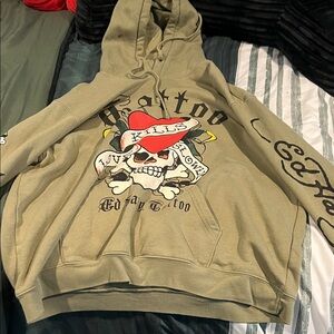 Ed Hardy Khaki Graphic Hoodie